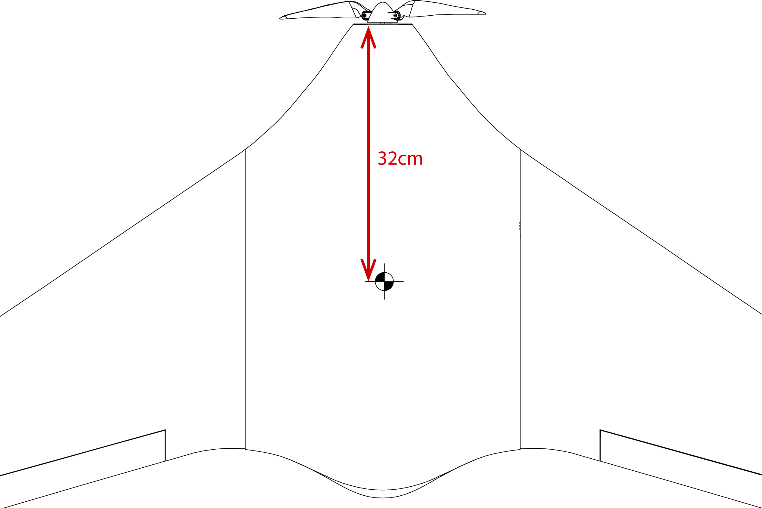 Center of gravity is measured on the top of the airframe.