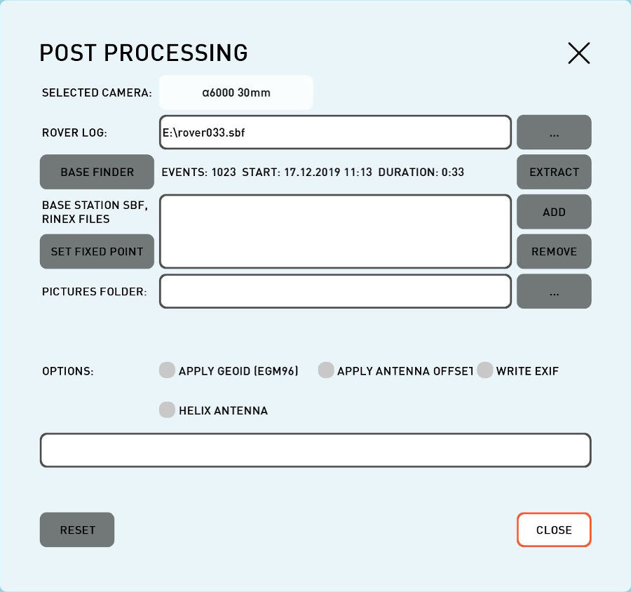 Post Processing window.