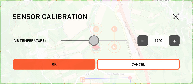 Sensor Calibration - Select current temperature and calibrate UAV's sensors.