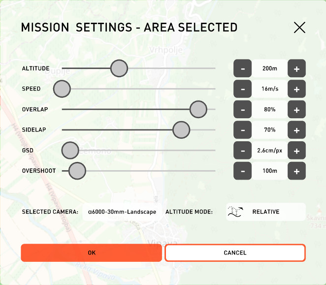 Mission settings dialog - ppX airframe.