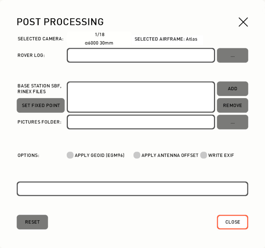 Post Processing dialog.