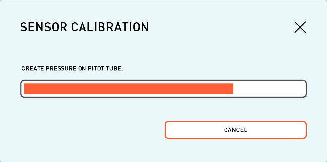 Sensor Calibration - Second part of calibration (press on pitot tube).