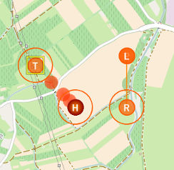 Red circles on the take-off trajectory warn you about the uphill take-off.