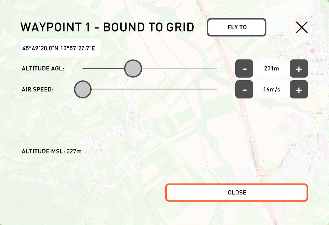 Waypoint dialog - Fly To command.